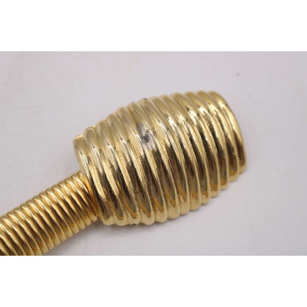 Vintage Gold Cobra Dress Belt Buckle Ribbed Elastic Stretchy Waistband Size S-M - Picture 9 of 9
